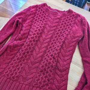 Red Cable Knit Sweater Ann Taylor